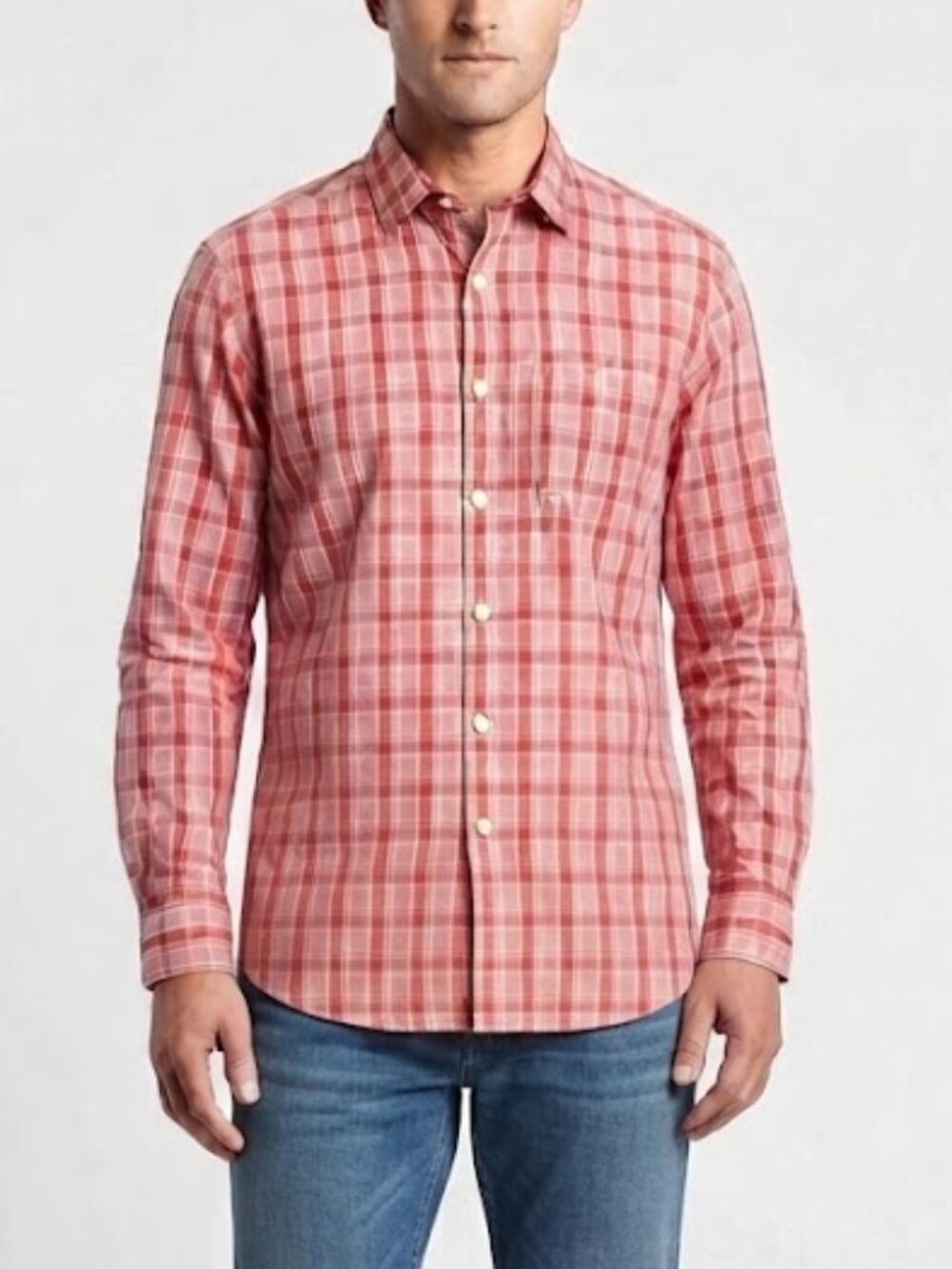 UNTUCKit Monterosso Wrinkle Free Plaid Cotton Button Down Shirt Size L